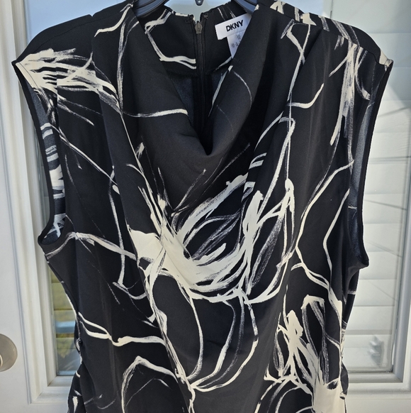 DKNY Women's Printed Mock-Neck Cap-Sleeve Crepe Dress Sz 16 Cocktail NWT - Picture 7 of 15